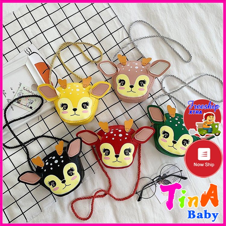 Túi đeo chéo cho bé gái cá tính hình chú tuần lộc dễ thương đi chơi đi du lịch E138
