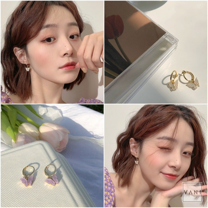 BST Dây Chuyền Khuyên Tai Hình Bướm Kim Loại Nhiều Màu Phong Cách Đơn Giản - Vani Store [TS000376]