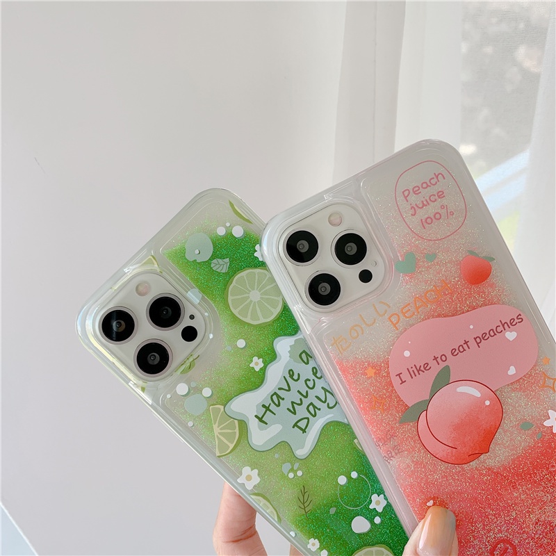 Ốp Điện Thoại Kim Tuyến Nước Hình Quả Đào/Chanh Cho Samsung Galaxy A23 A22 A22s A21s A20s A30 A20 A12 A11 A10s A10 A81 A91