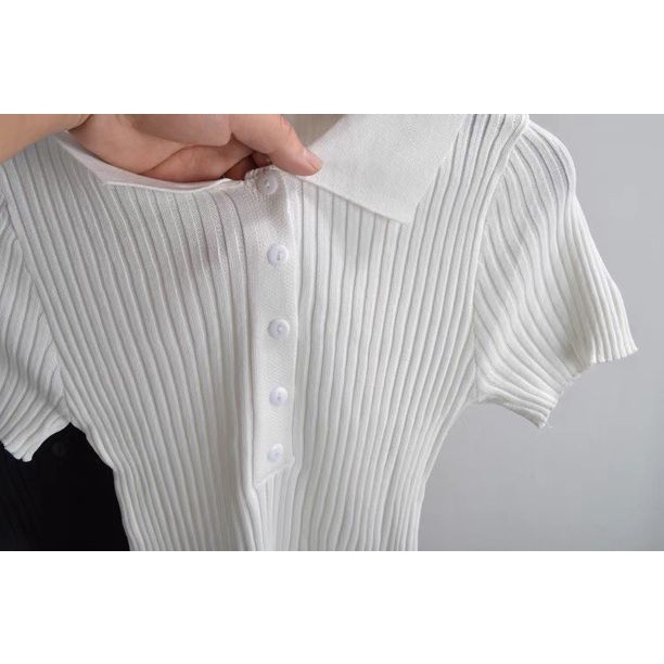 Áo thun nữ tay ngắn có cổ dáng ôm ANT001