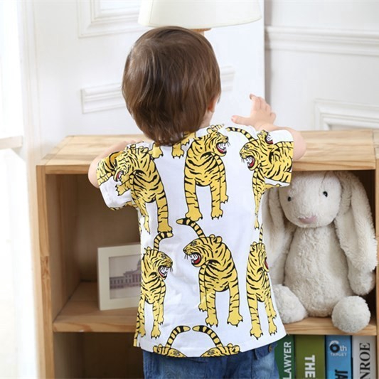 Áo cho bé trai T Shirt bông Tops Tiger Printing Kids Shirt