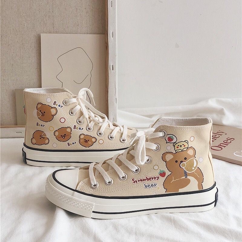 GIÀY CỔ CAO GẤU DỄ THƯƠNG/ GIÀY PHONG CÁCH HÀN QUỐC/GIÀY SNEAKER