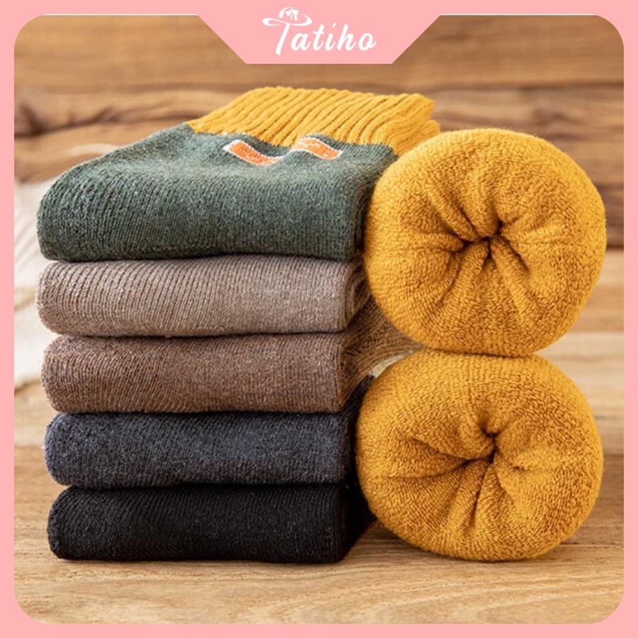 Tất Vớ Unisex Nam Nữ Cổ Cao Chất Cotton Dày Dặn Họa Tiết Trơn Phối Chữ Ở Cổ Năng Động Phong Cách Hàn Quốc - Mã TV035