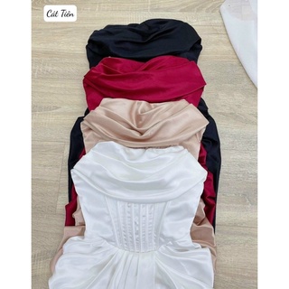 Đầm body 2 dây cổ đổ xẻ đùi