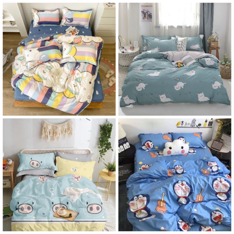 Bộ chăn ga gối cotton poly Hoạt Hình Kute chọn mẫu