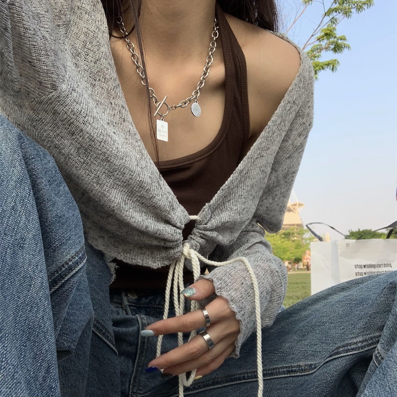 COZOK Bộ Áo Tay Dài + Áo Sát Nách Thời Trang Quyến Rũ Cho Nữ