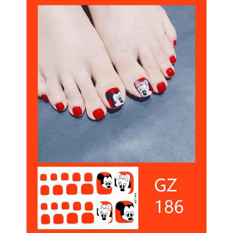 Bộ sticker dán móng chân in hình trang trí 3D dễ thương Nail wrap
