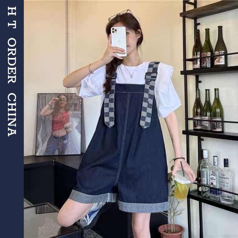 ORDER_ Quần Yếm Jeans Ngố Quai Caro Năng Động