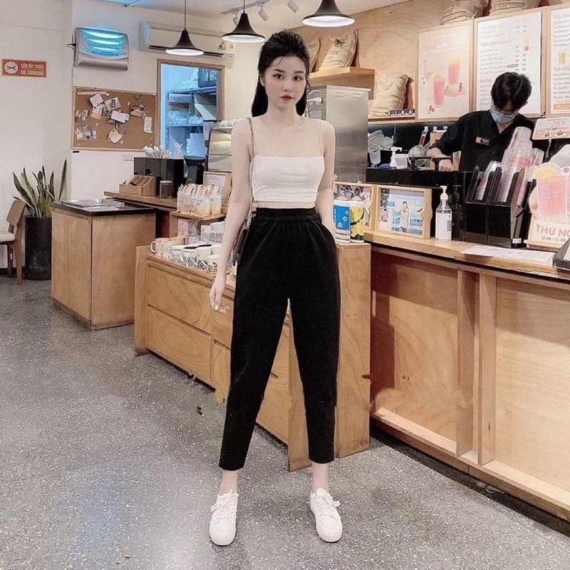 Quần dạ chéo cạp chun