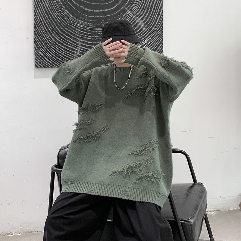 Áo sweater cổ tròn dáng rộng thời trang thu đông phong cách hàn quốc cho nam