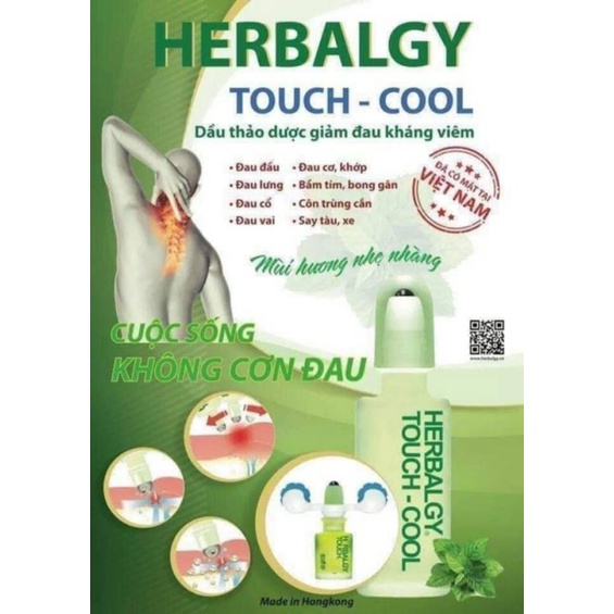 Dầu gió Herbalgy touch cool - chính hãng Hồng Kông