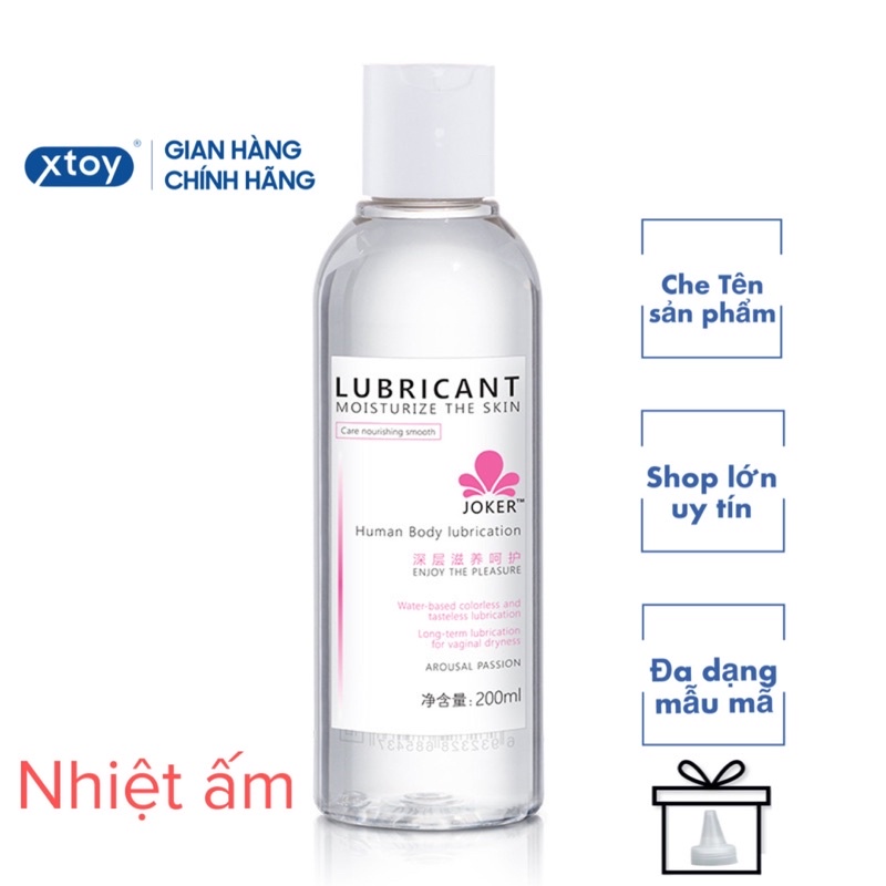 Gel Bôi trơn JOKER đỏ ấm tăng nhiệt, gốc nước, siêu trơn - 200ml