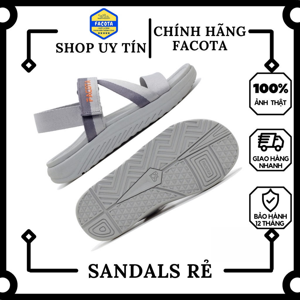FACOTA | Giày dép sandal nam, nữ Unisex thể thao xám phối dây đi học, đi chơi NN09