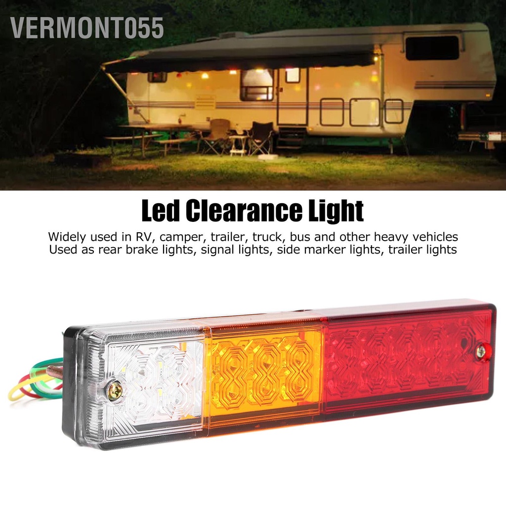 Vermont055 Ghép nối 12V 20LEDs Đèn hậu xe moóc hình chữ nhật đánh dấu phía sau không thấm nước cho RV Truck Camper