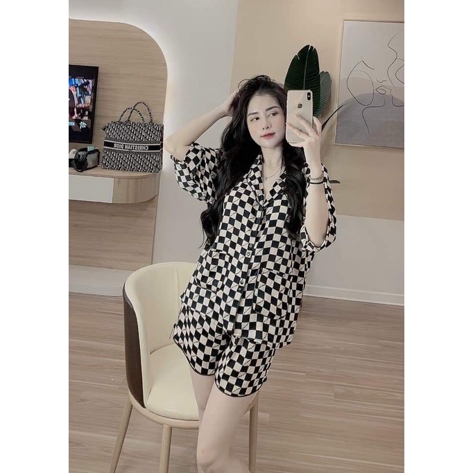 Đồ Bộ Pijama Nữ Lụa Mango Cao Cấp,Tay Dơi Quần Đùi,Hàng Thiết Kế,Chất Vải Mềm Mịn MG01