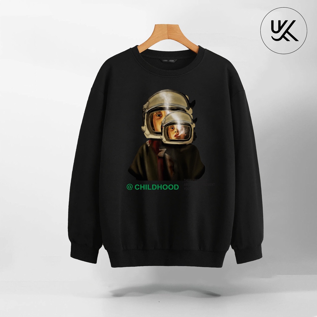 Áo Nỉ Sweater CHILDHOOD oversize, Chất Nỉ Bông cao cấp, Dài Tay Form Rộng, Unisex Nam Nữ. KKimShop