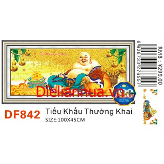 Tranh đính đá phật di lặc tiểu khẩu thường khai. kích thước:100x45cm