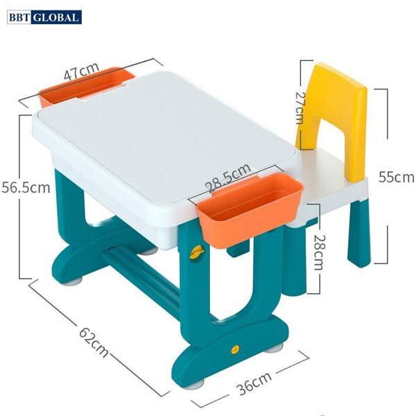 Bộ bàn ghế lắp ghép BBT GLOBAL kết hợp bàn học cho bé