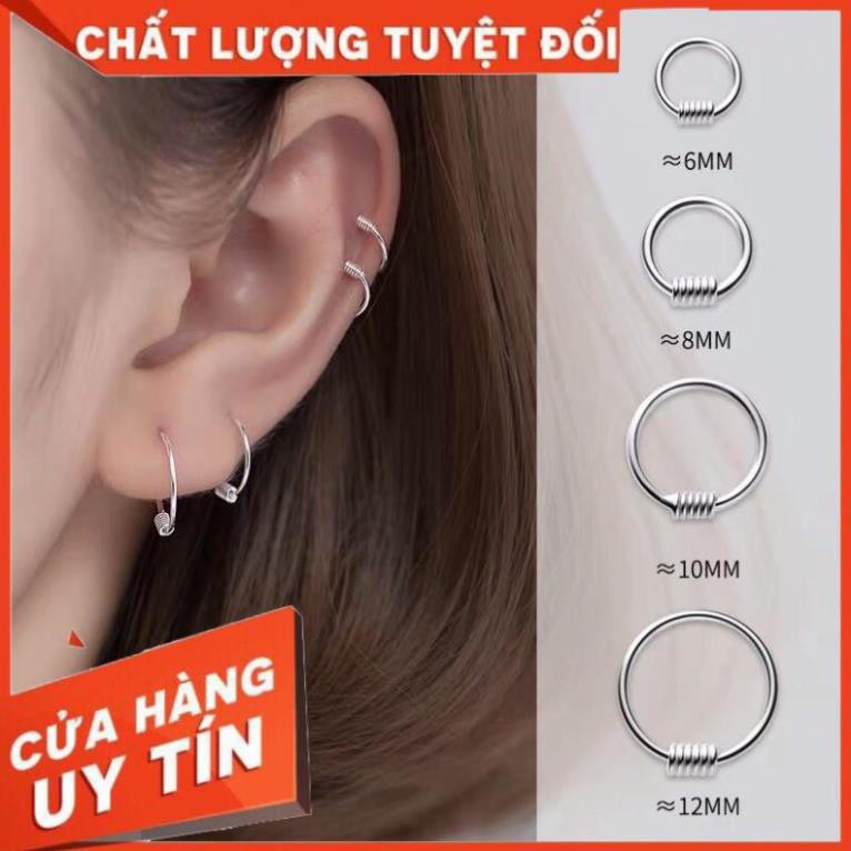 [HOT] Khuyên tai bạc 🍁FREESHIP🍁Hoa tai nữ tròn trơn vòng tầu nhỏ,khuyên tai nam xỏ lỗ trên   [bong tai]