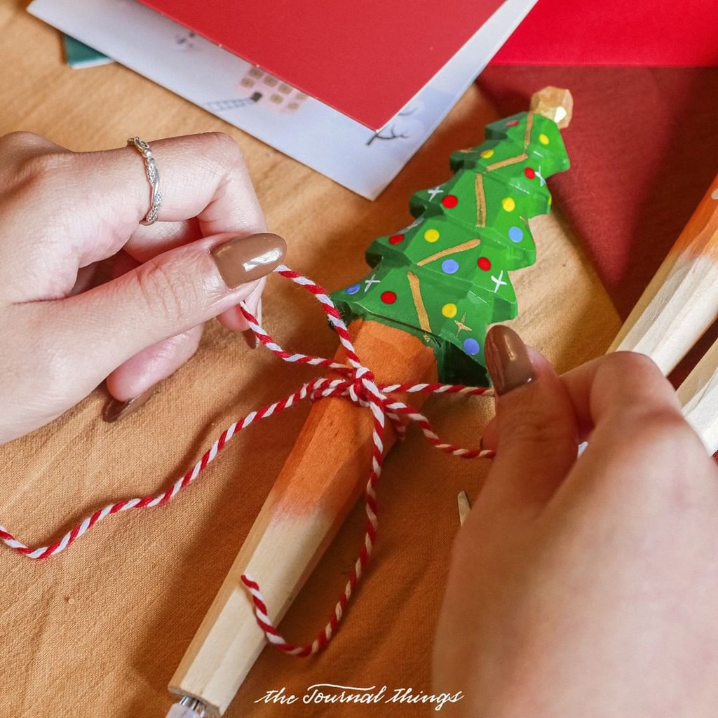 Bút Gel Gỗ Trang Trí Giáng Sinh, Christmas