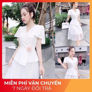(FREESHIP+ẢNH THẬT) VÁY DỰ TIỆC VÁY TRẮNG LIỀN CỔ V V1559