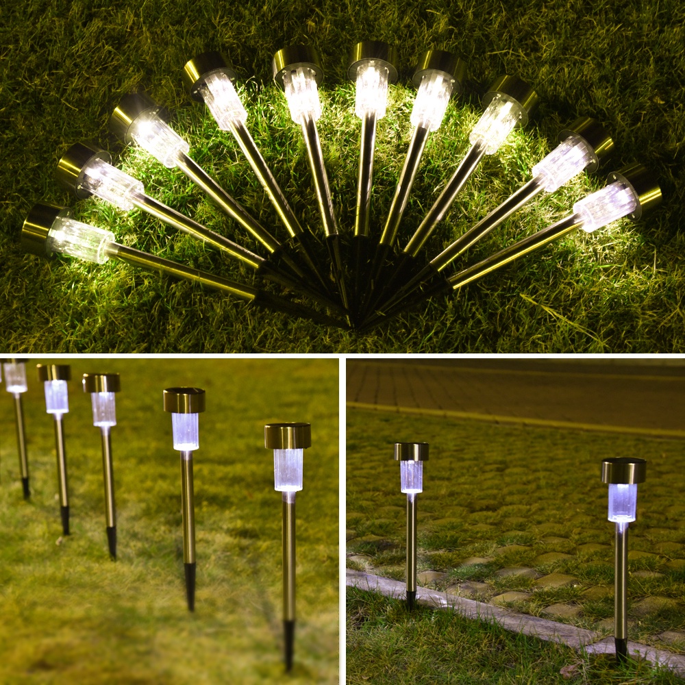 Đèn Led Năng Lượng Mặt Trời Bằng Thép Không Gỉ Chống Thấm Nước Trang Trí Sân Vườn