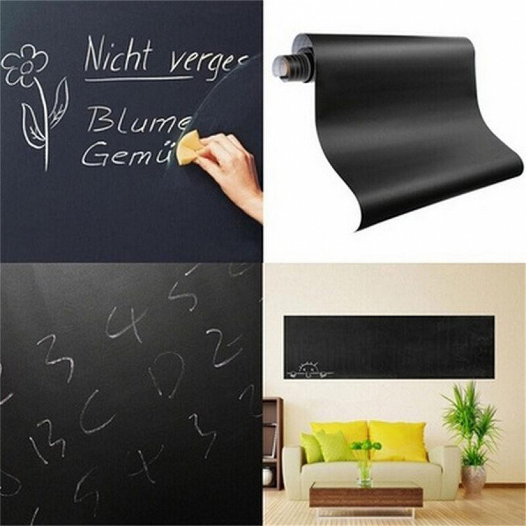 Decal Bảng Đen Và Trắng dán tường 60x2m Xài Phấn Và Bút Lông