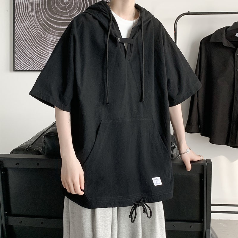 Áo Hoodie Ngắn Tay Dáng Rộng Thời Trang Dành Cho Nam