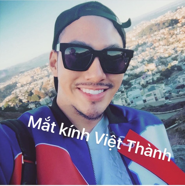 mắt kính mát vuông cho nam nữ chữ V VIỀN VÀNG kính râm có hộp