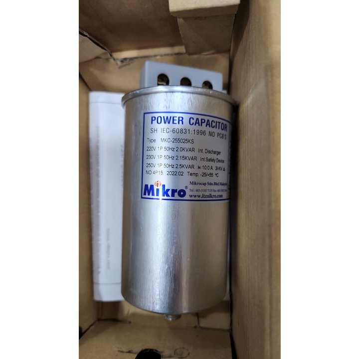 Tụ bù khô MIKRO 1P 2.5KVAr 250V-MKC-255025KS