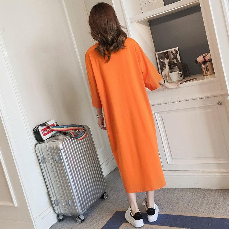 Đầm Suông Cổ Tròn Tay Lỡ Váy Cotton Dáng Dài In Họa Tiết You Have Hàng VNXK