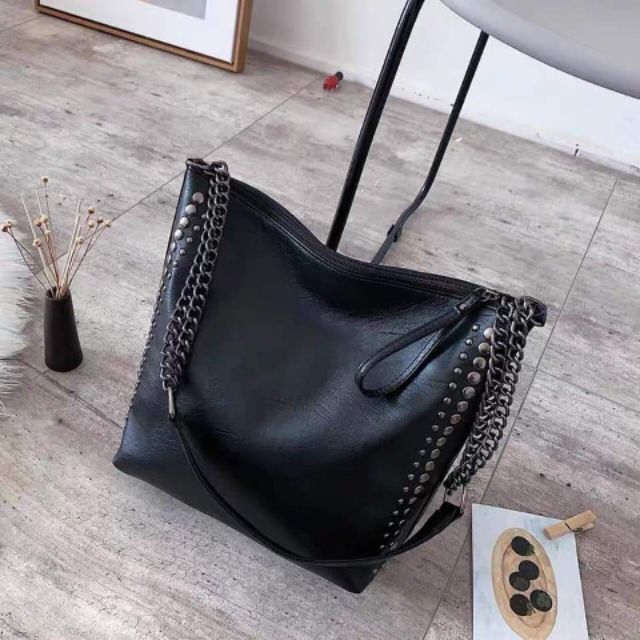 Túi công sở nữ kẹp nách vừa a4 viền chấm nhỏ