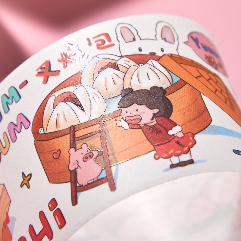 Mohamm 1 Cuộn Băng Washi Hoạt Hình Lấp Lánh Đáng Yêu
