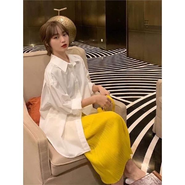 Chân váy dài xếp ly xẻ tà, Chân Váy Midi Dập Ly Xẻ Đùi | BigBuy360 - bigbuy360.vn