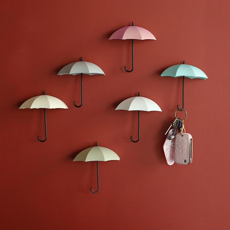 Set 3 móc treo đồ gắn tường thiết kế hình cây dù xinh xắn tiện lợi
