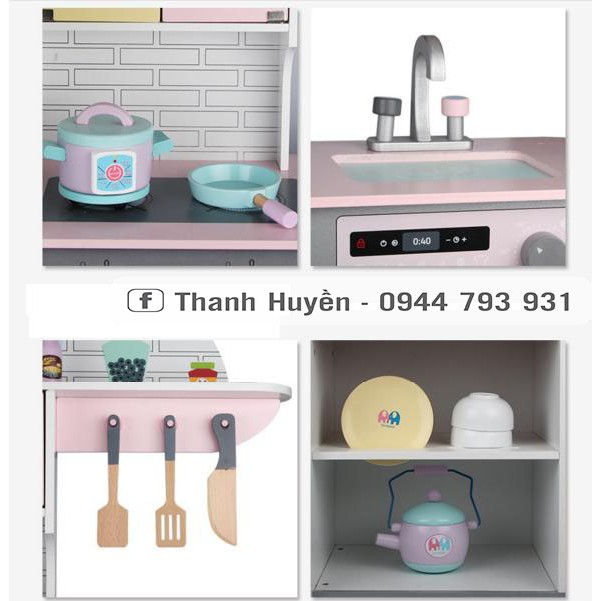 (HÀNG CÓ SẴN)Đồ Chơi Gỗ Nhà Bếp Liên Hoàn Refrigerator Kitchens C - Cao 1,05m