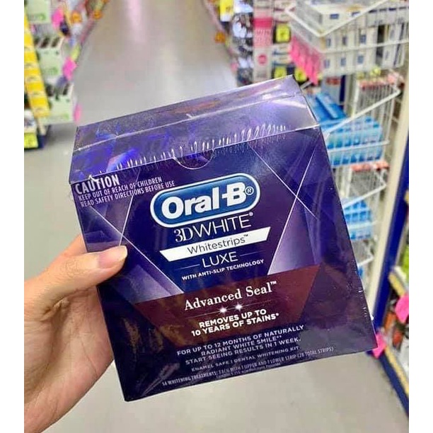 Miếng dán trắng răng Oral-B 3D White Luxe Advance Seal 14 miếng