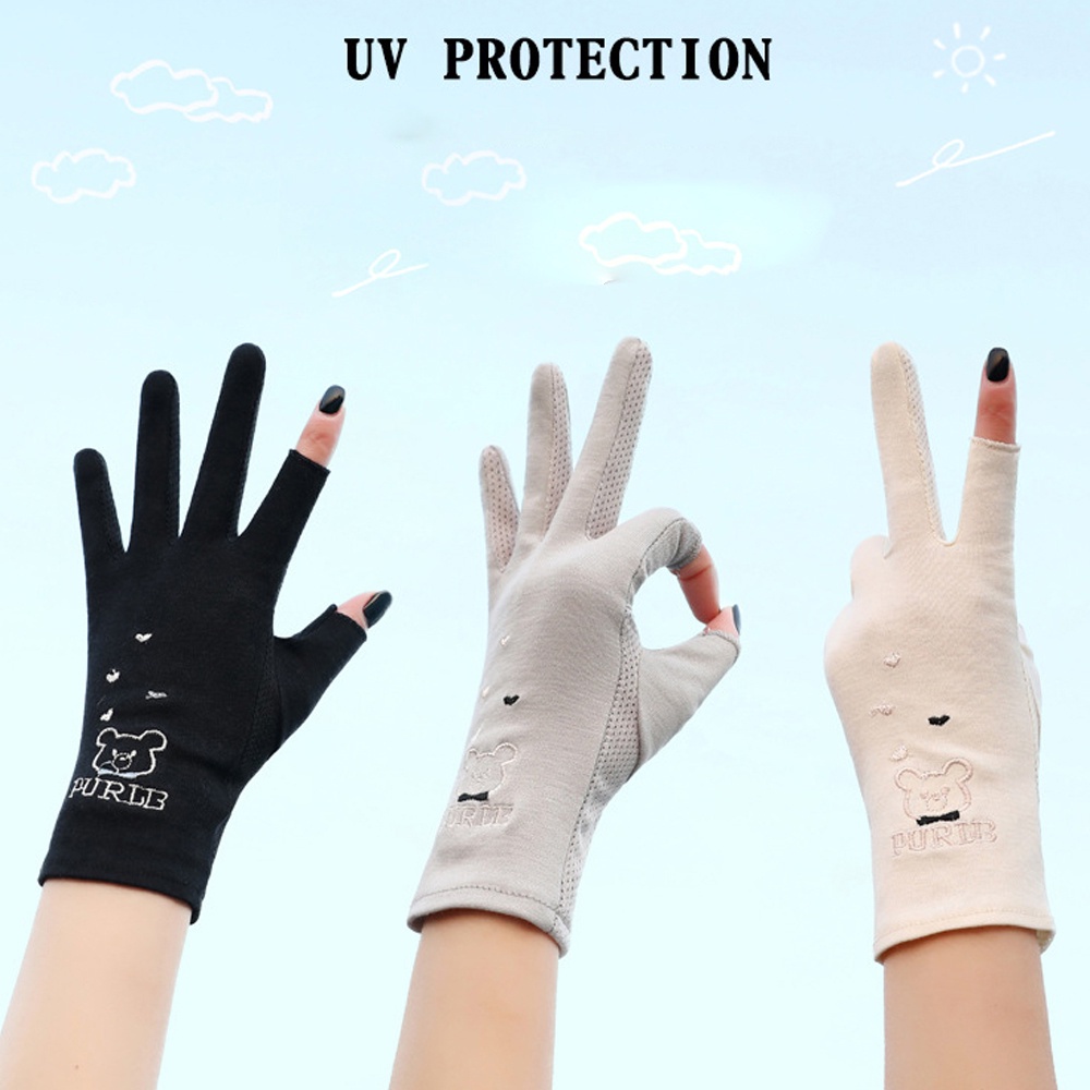 Găng tay xỏ ngón 5 ngón mỏng thoáng khí chống nắng/tia UV nhiều màu lựa chọn thời trang hè cho nữ