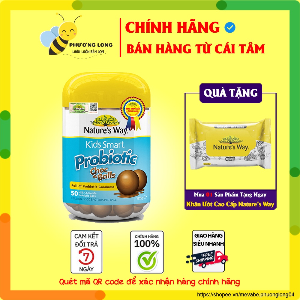 Kẹo Lợi Khuẩn Nature's Way Kids Smart Probiotic Choc Balls vị Socola