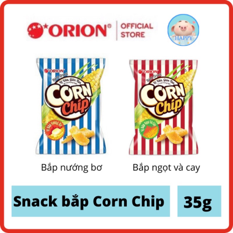 Bánh snack bắp Orion Corn Chip vị bắp nướng bơ/ ngọt và cay gói 35g