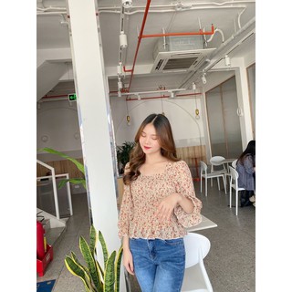 Thanh lý  - ÁO HOA THÂN NHÚN THUN - florafashionvn