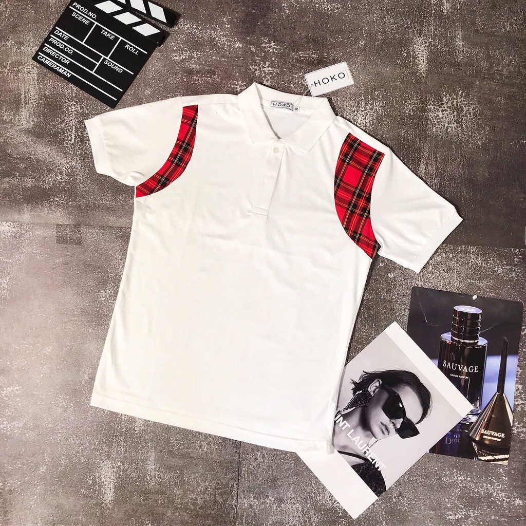 ÁO POLO MCQ CỔ BẺ VIỀN VAI KẺ ĐỎ CỰC ĐẸP