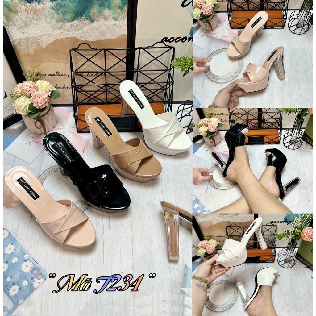 Cao Gót Nữ 12 Phân Quai Xếp Ly Da Mềm - Đế Trong Đúp Kép Cao Cấp T243 T244