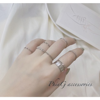 Set nhẫn hợp kim mạ bạc phong cách cá tính