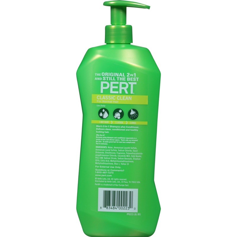 Dầu gội và xả PERT 2 in 1 Plus Classic Clean For Normal Hair - 1 lít của Mỹ