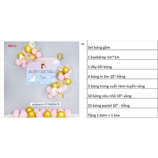 (KÈM BACKDROP) SET BÓNG TRANG TRÍ SINH NHẬT SIÊU CUTE