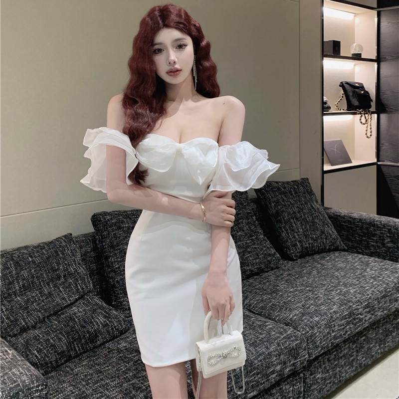 Đầm Ống Cổ Chữ V Hở Vai Quyến Rũ Dự Tiệc Cho Nữ