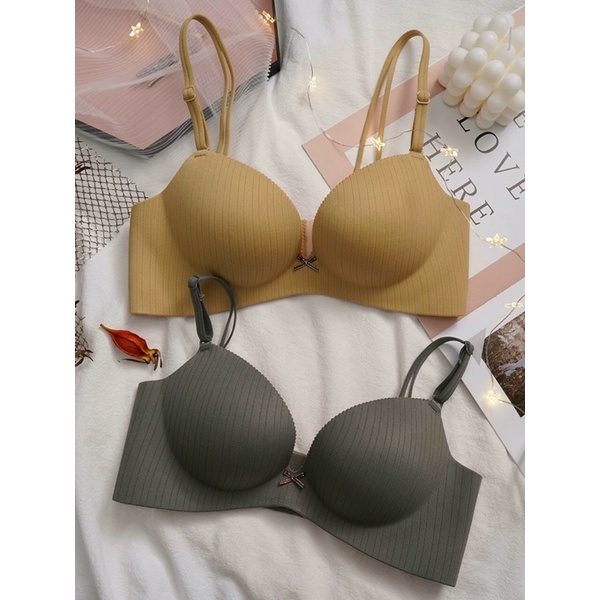 Áo lót nữ su đúc không gọng nâng ngực họa tiết kẻ sọc chìm