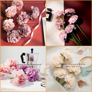 Cành hoa lụa peony bung cánh xinh xắn decor trang trí chụp ảnh
