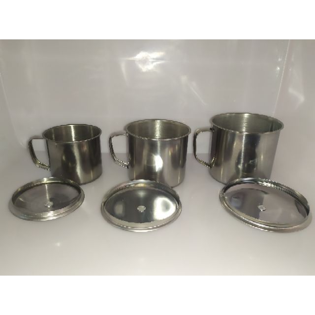 Ca-cốc inox quai có nắp 3 size 8-9-10cm